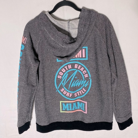 Surf Style South Beach Miami Grey Zip Hoodie W Pink Blue Logo L - Picture 13 of 13
